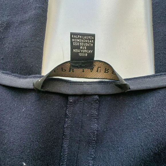 Ralph Lauren Black Label Stretch Wool Textured Trouser Blue Pants Womens 10 - Picture 4 of 15